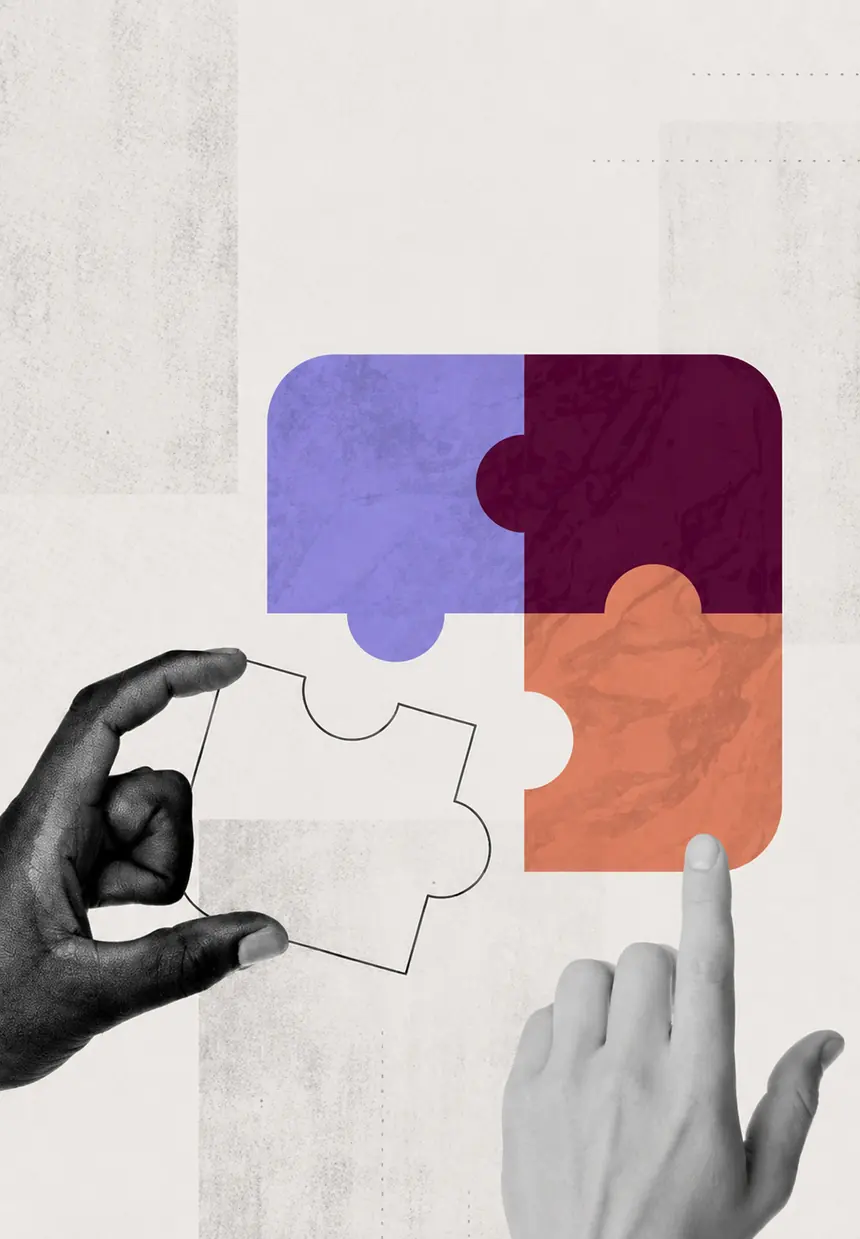 Two puzzle pieces coming together